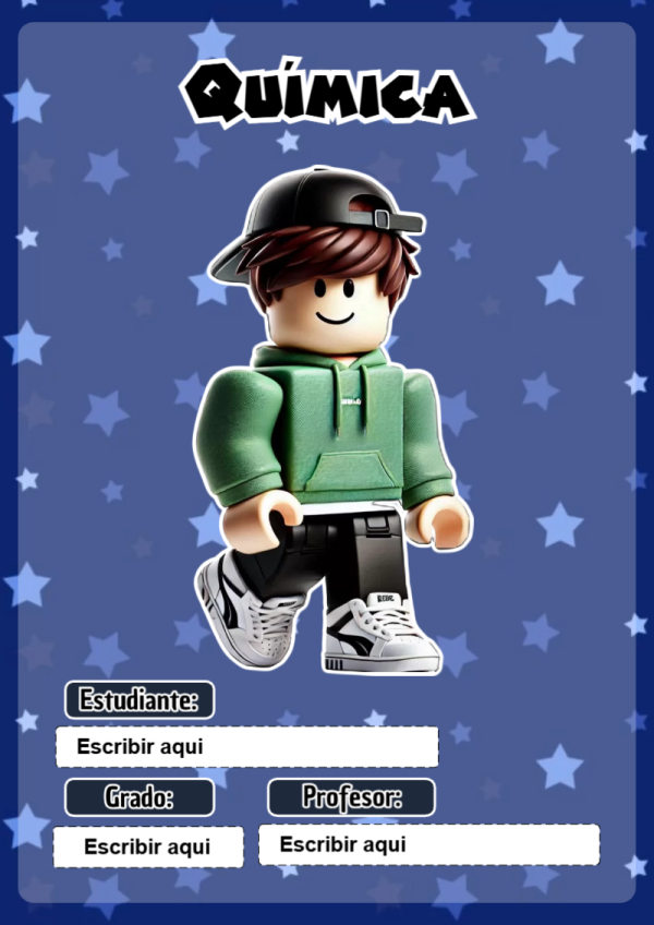 Portada de Roblox de Química para cuaderno con estilo creativo - tendencia educativa 2026