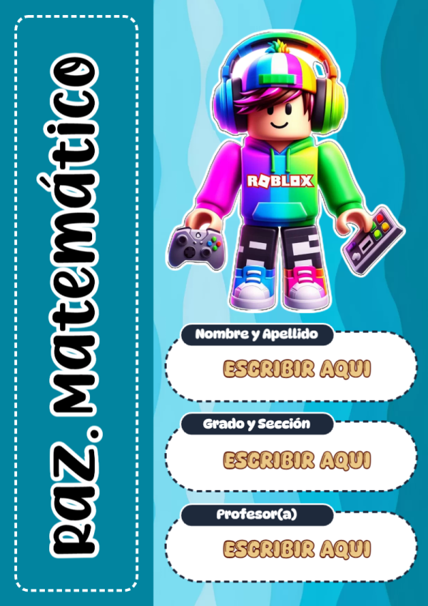 Portada de Roblox de Raz. Matemático para cuaderno personalizada para imprimir - diseño exclusivo y original