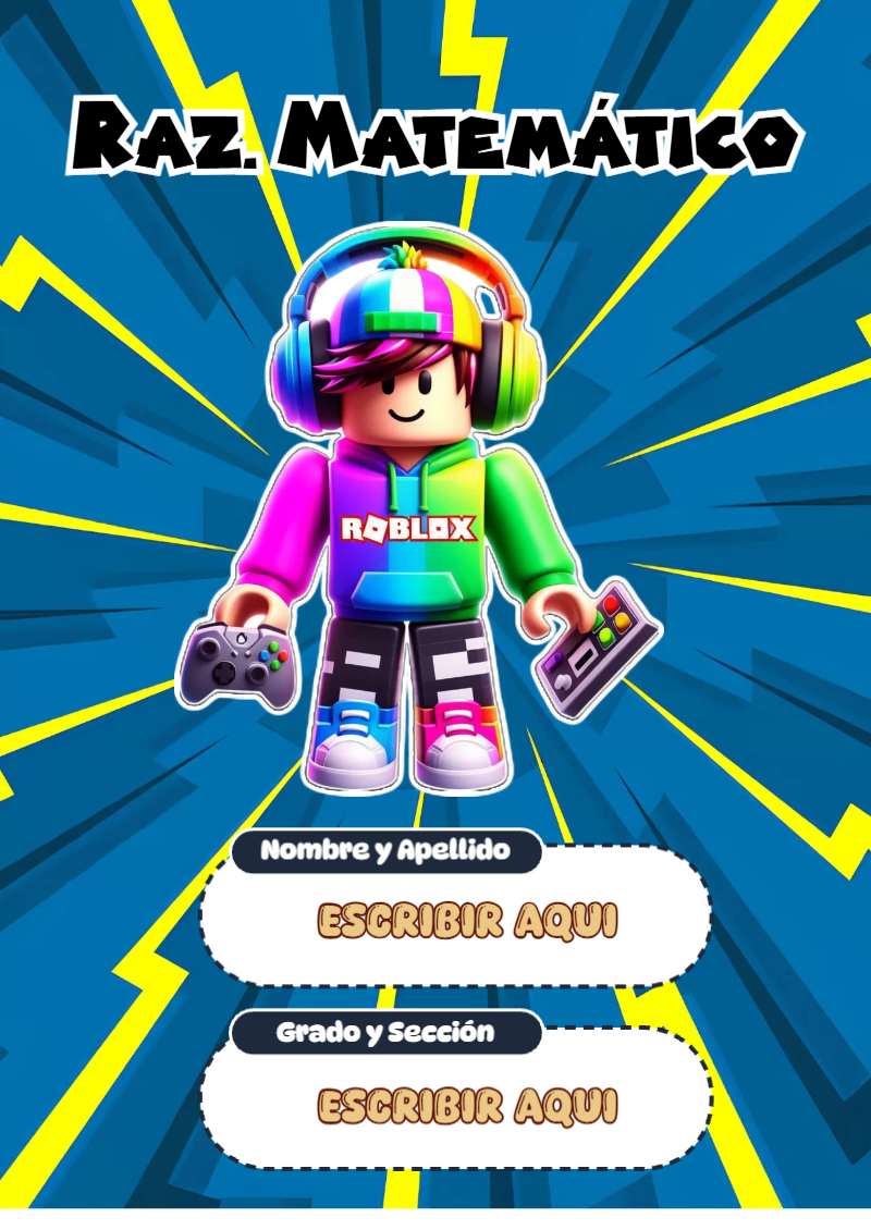 Portada de Roblox de Raz. Matemático Editable para Imprimir Gratis