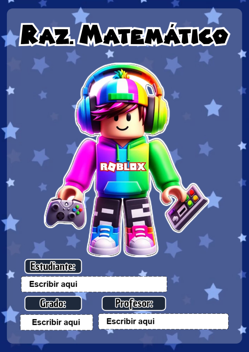 Portada de Roblox de Raz. Matemático Editable para Imprimir Gratis