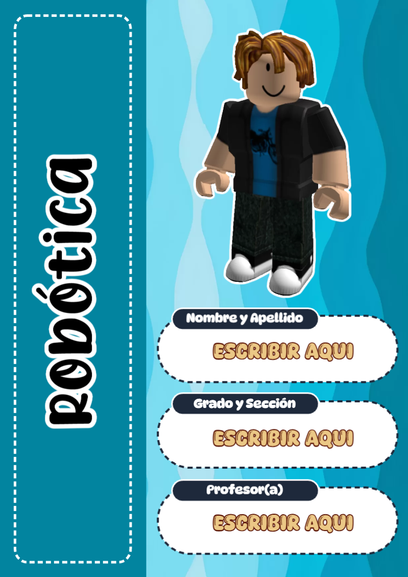Portada de Roblox de Robótica para cuaderno decorativa y bonita - diseño escolar moderno
