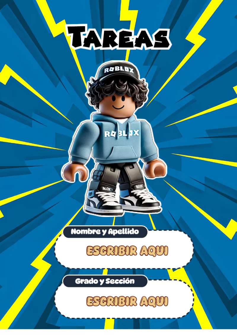 Portada de Roblox de Tareas Editable para Imprimir Gratis