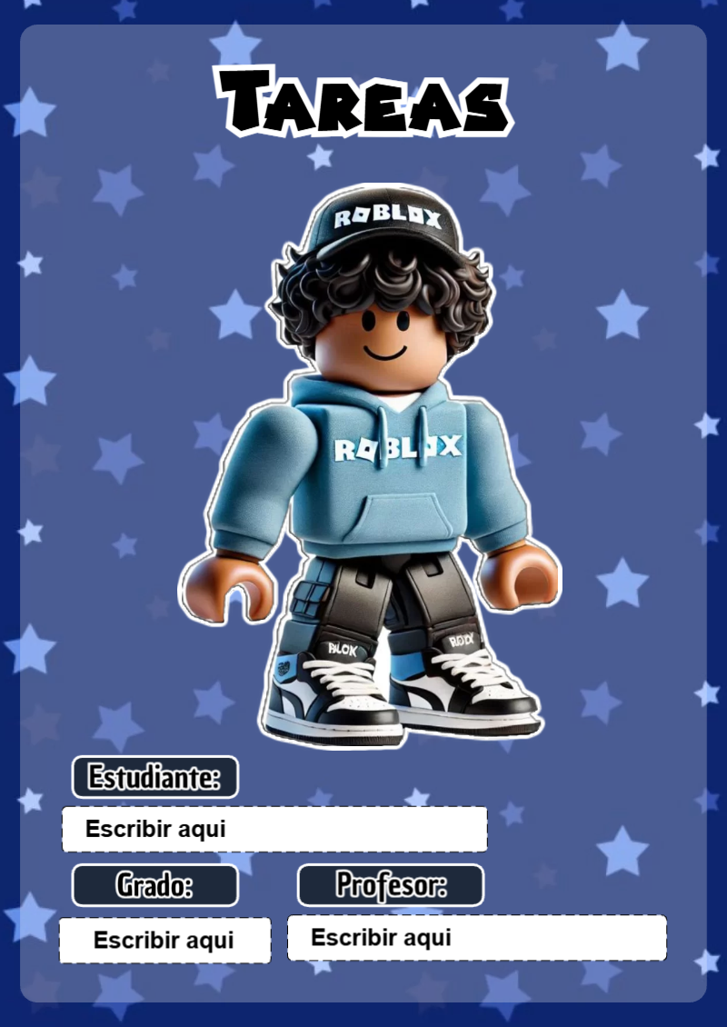 Portada de Roblox de Tareas Editable para Imprimir Gratis