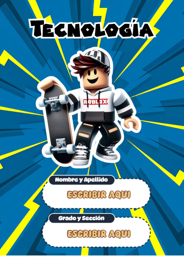 Portada de Roblox de Tecnología para cuaderno escolar creativa - versión premium para imprimir