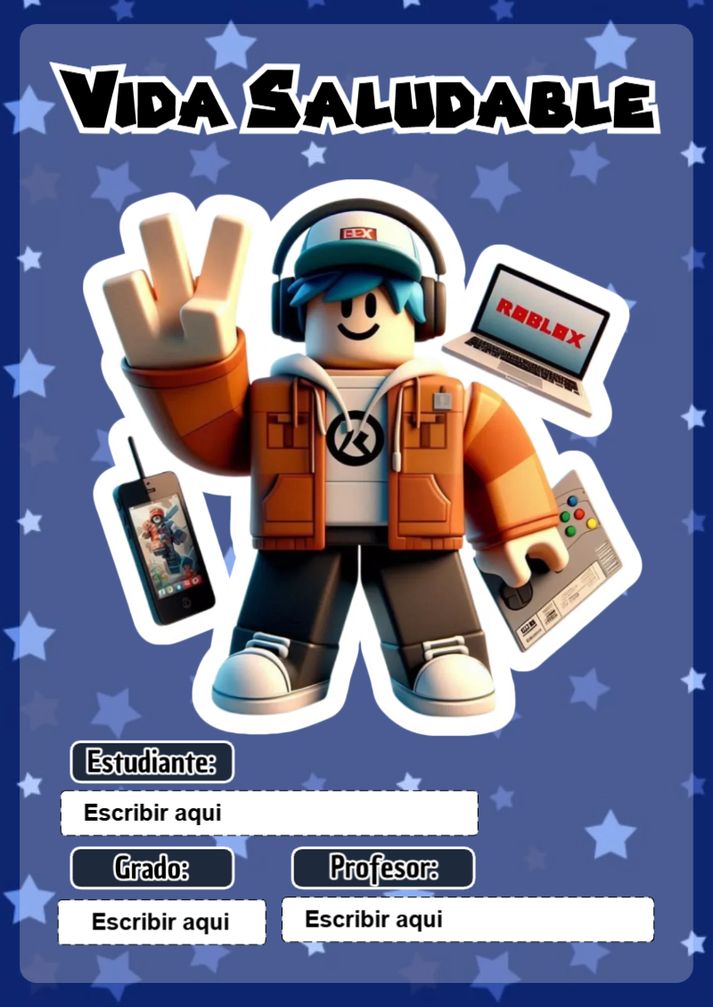 Portada de Roblox de Vida Saludable para cuaderno con diseño bonito - disponible para descarga gratuita