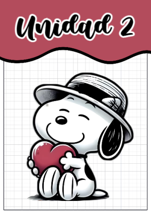 Portada de Segunda Unidad de Snoopy para cuaderno bonita para imprimir - para el regreso a clases