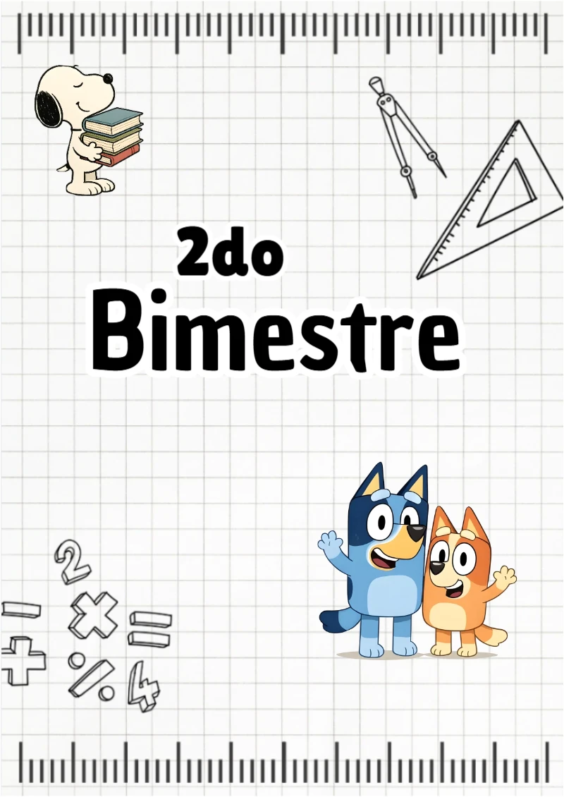 Portada de Segundo Bimestre Bluey (Diseño 2) para cuaderno para niños de primaria - ideal para el nuevo año escolar