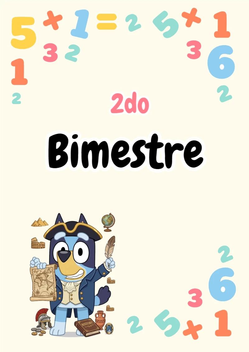 Portada de Segundo Bimestre Bluey (Diseño 2) para cuaderno fácil de imprimir - perfecto para organizar tus apuntes