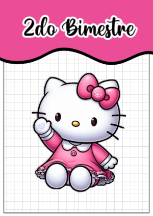 Portada de Segundo bimestre con Hello kitty para cuaderno ideal para niños - estilo único para estudiantes