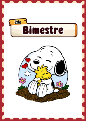 Portada de Segundo bimestre con Snoopy para cuaderno para clases - ideal para el nuevo año escolar