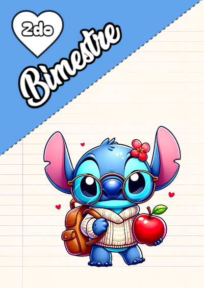 Portada de Segundo bimestre con Stitch Editable para Imprimir Gratis