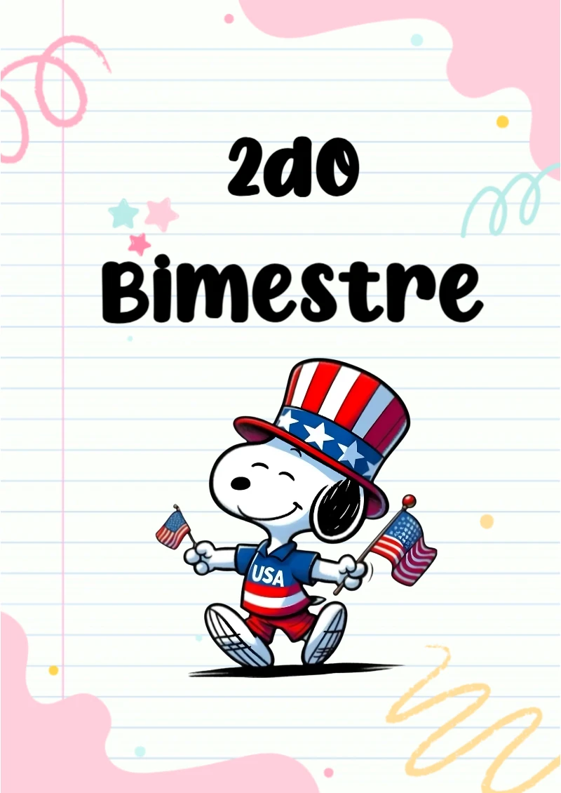 Portada de Segundo Bimestre para cuaderno escolar creativa - para personalizar tus materias