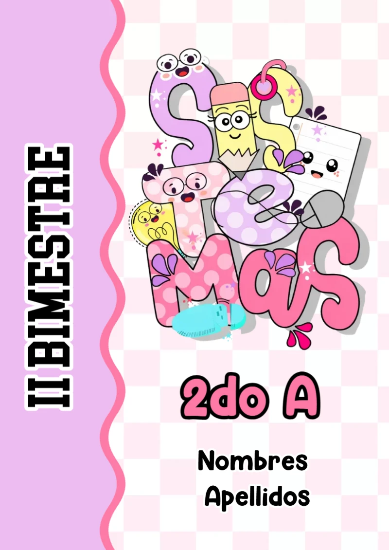 Portada de Segundo Bimestre para cuaderno en formato A4 - estilo único para estudiantes