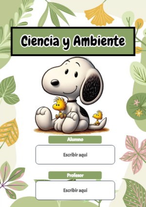 Portada de Snoopy - Ciencia y Ambiente para cuaderno personalizada para imprimir - creación especial de Mini Canva