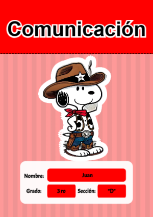 Portada de Snoopy - comunicación para cuaderno bonita para imprimir - diseño escolar moderno