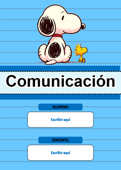 Portada de Snoopy - comunicación para cuaderno en formato A4 - versión premium para imprimir