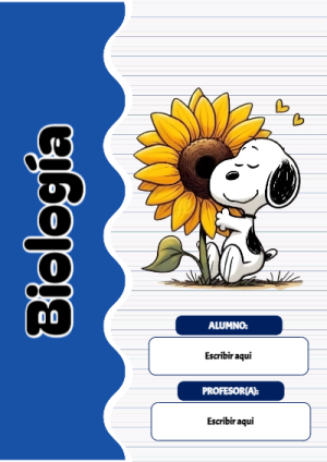 Portada de Snoopy de biologia para cuaderno en formato A4 - diseño exclusivo y original