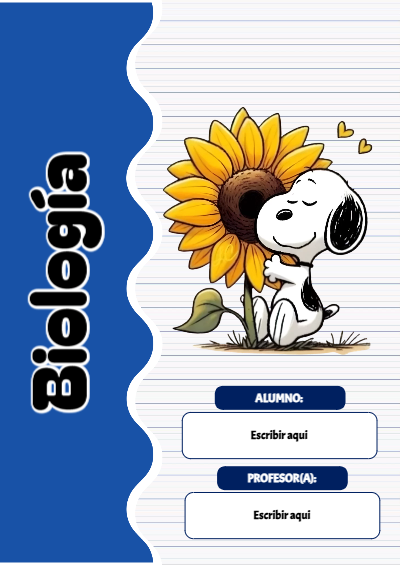 Portada de Snoopy de biologia Editable para Imprimir Gratis