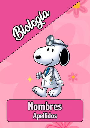 Portada de Snoopy de Biología para cuaderno escolar para imprimir gratis - creación especial de Mini Canva