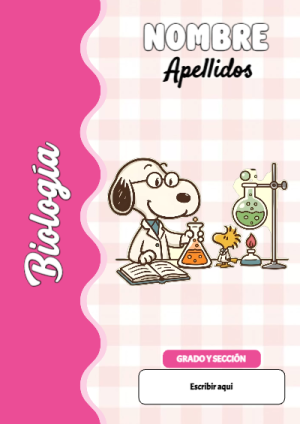 Portada de Snoopy de Biología para cuaderno en tamaño A4 - ideal para el nuevo año escolar