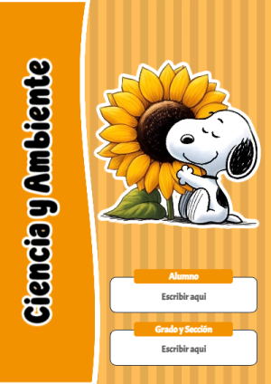 Portada de Snoopy de Ciencia y Ambiente para cuaderno colorida y creativa - ideal para el nuevo año escolar