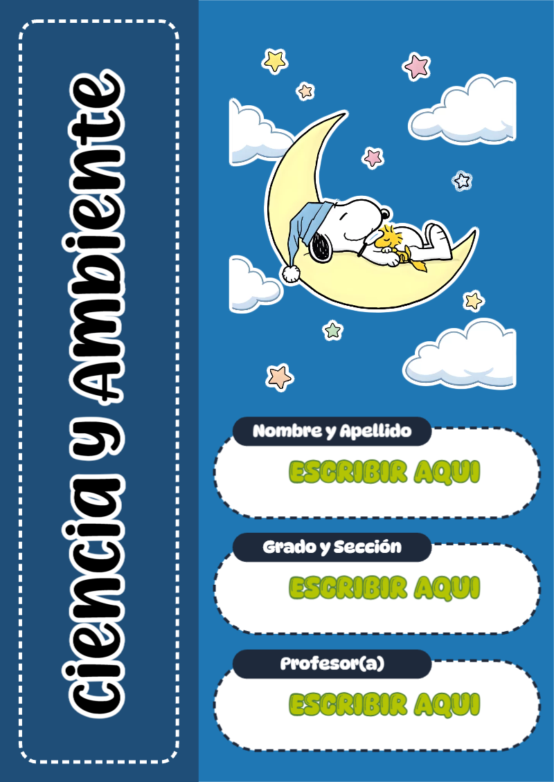Portada de Snoopy de Ciencia y Ambiente Editable para Imprimir Gratis