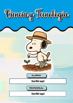 Portada de Snoopy de Ciencia y Tecnología para cuaderno escolar creativa - creación especial de Mini Canva