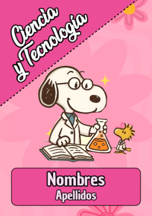 Portada de Snoopy de Ciencia y Tecnología para cuaderno decorativa y bonita - para personalizar tus materias