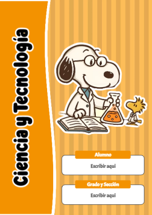 Portada de Snoopy de Ciencia y Tecnología para cuaderno bonita para imprimir - diseño escolar moderno