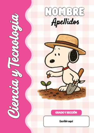 Portada de Snoopy de Ciencia y Tecnología para cuaderno escolar creativa - para el regreso a clases