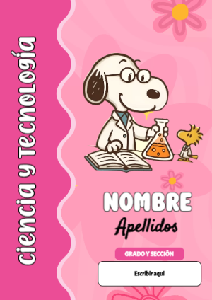 Portada de Snoopy de Ciencia y Tecnología para cuaderno escolar para imprimir gratis - para todas las edades y grados