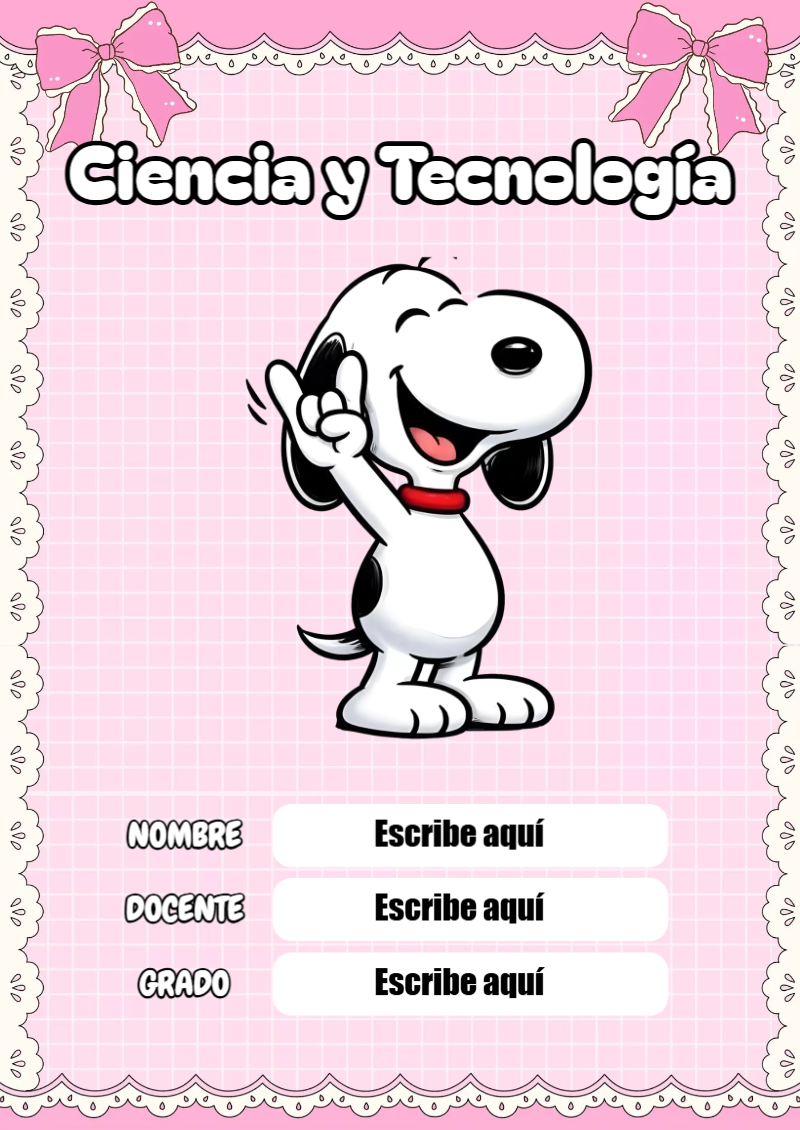 Portada de Snoopy de Ciencia y Tecnología Editable para Imprimir Gratis