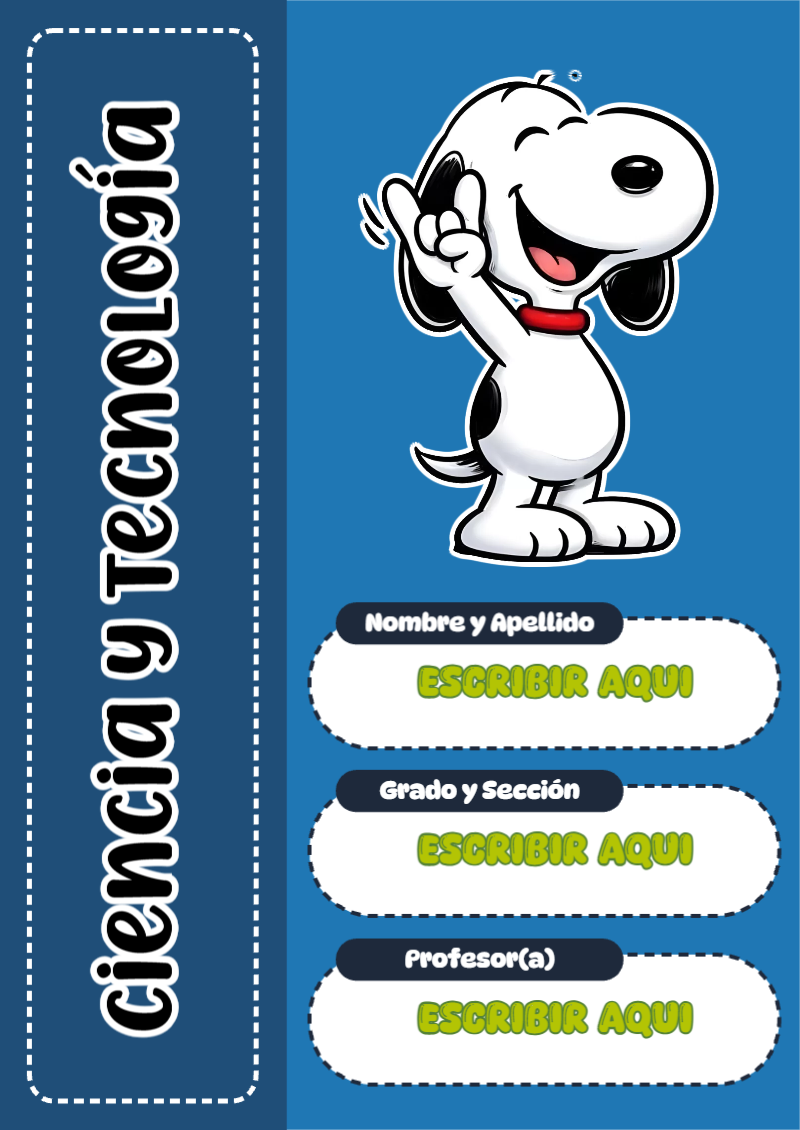 Portada de Snoopy de Ciencia y Tecnología Editable para Imprimir Gratis