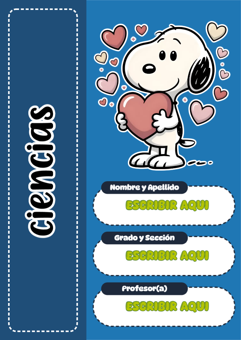 Portada de Snoopy de Ciencias Editable para Imprimir Gratis