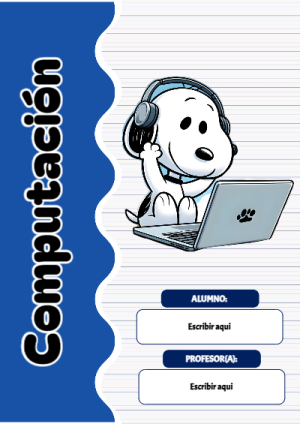 Portada de Snoopy de Computacion para cuaderno para niños de primaria - estilo único para estudiantes