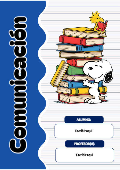 Portada de Snoopy de Comunicacion Editable para Imprimir Gratis