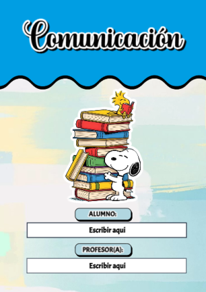 Portada de Snoopy de Comunicación para cuaderno con estilo creativo - tendencia educativa 2026