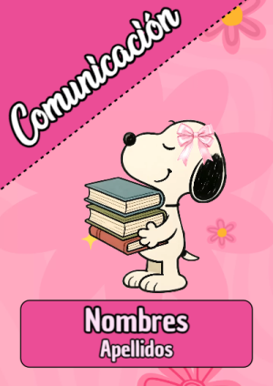 Portada de Snoopy de Comunicación para cuaderno con estilo infantil - formato digital listo para usar