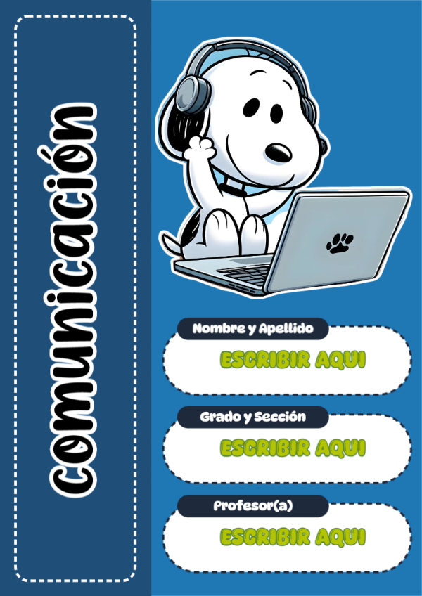 Portada de Snoopy de Comunicación para cuaderno con estilo creativo - perfecto para organizar tus apuntes