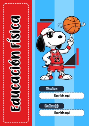 Portada de Snoopy de Educación Física para cuaderno decorativa y bonita - para todas las edades y grados