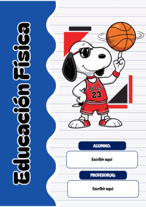 Portada de Snoopy de Educación fisica para cuaderno decorativa y bonita - perfecto para organizar tus apuntes