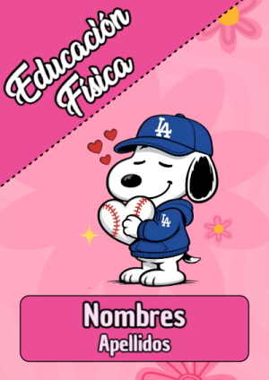 Portada de Snoopy de Educación Física para cuaderno fácil de imprimir - perfecto para organizar tus apuntes