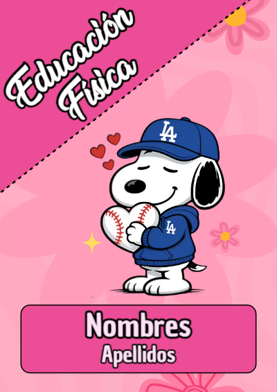 Portada de Snoopy de Educación Física Editable para Imprimir Gratis