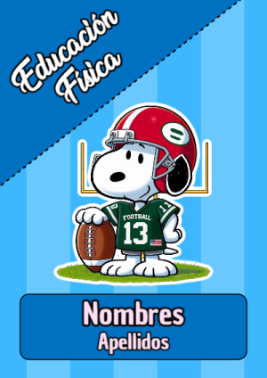 Portada de Snoopy de Educación Física para cuaderno con diseño escolar - versión premium para imprimir