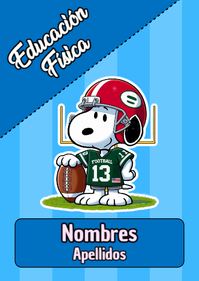 Portada de Snoopy de Educación Física Editable para Imprimir Gratis