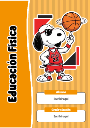 Portada de Snoopy de Educación Física para cuaderno personalizada para imprimir - estilo único para estudiantes