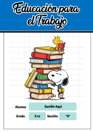 Carátula Bonita de Snoopy de educacion para el trabajo para Imprimir Gratis - diseño exclusivo y original