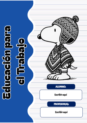 Portada de Snoopy de Educación para el Trabajo para cuaderno con estilo infantil - creación especial de Mini Canva