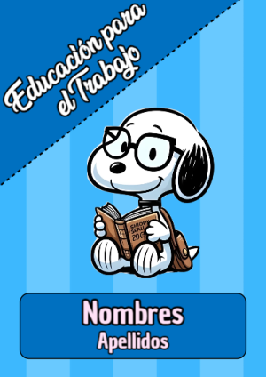 Portada de Snoopy de Educación para el Trabajo para cuaderno lista para imprimir en A4 - para todas las edades y grados