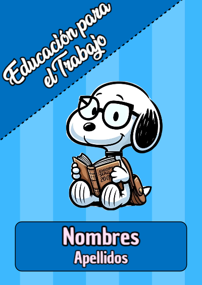 Portada de Snoopy de Educación para el Trabajo Editable para Imprimir Gratis